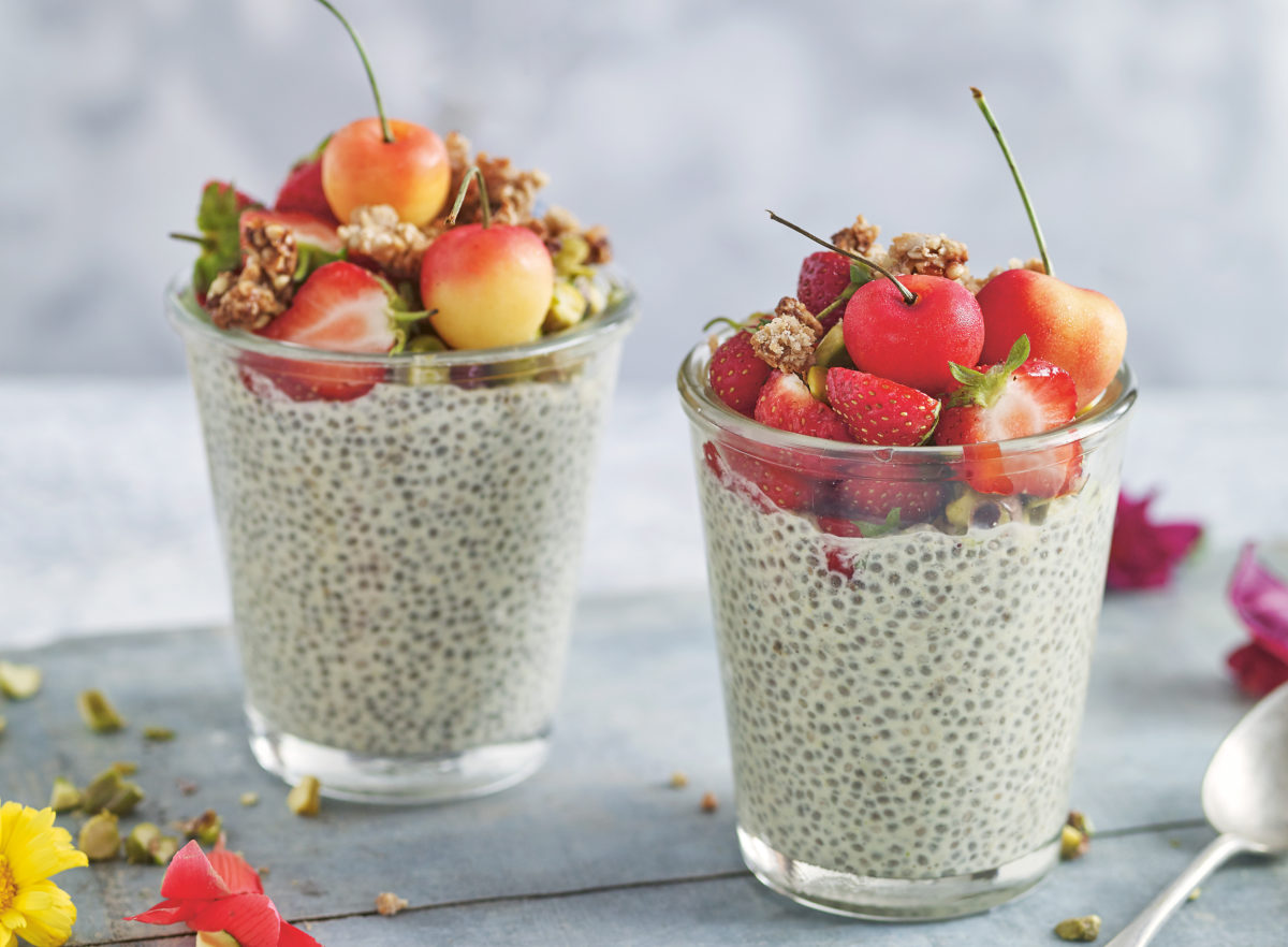 Pistachio milk chia pudding