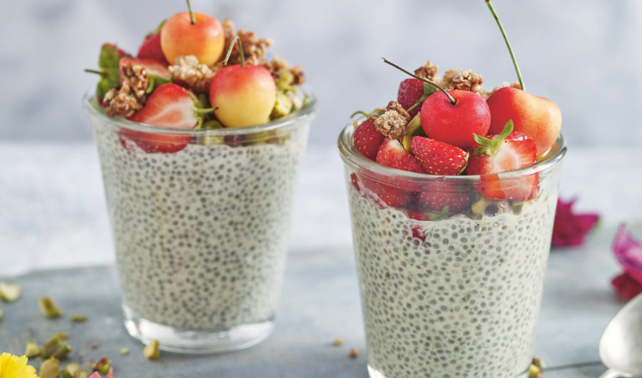 Pistachio milk chia pudding