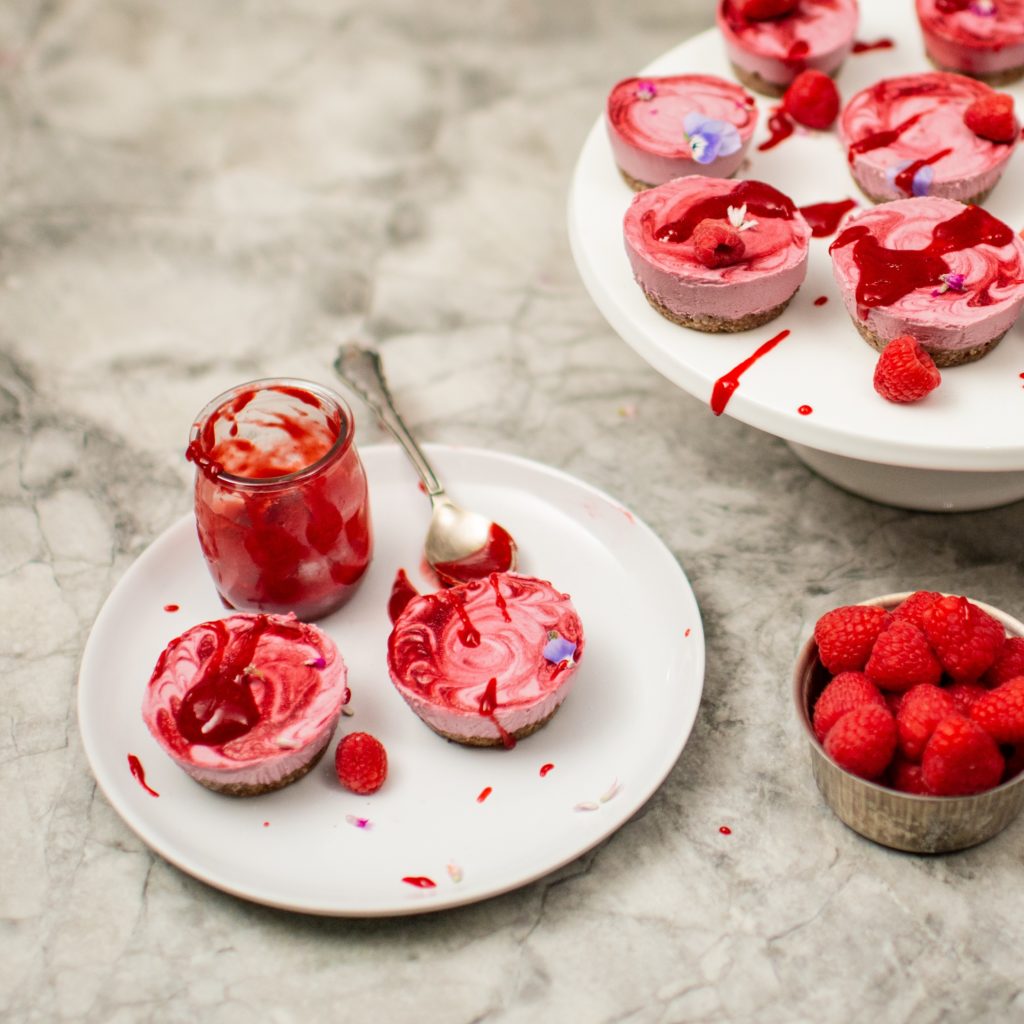 Mini Raspberry Vegan Cheesecakes
