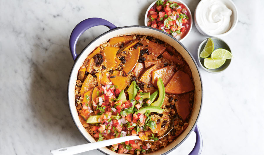 Pumpkin & Black Bean Baked Rice Bowl