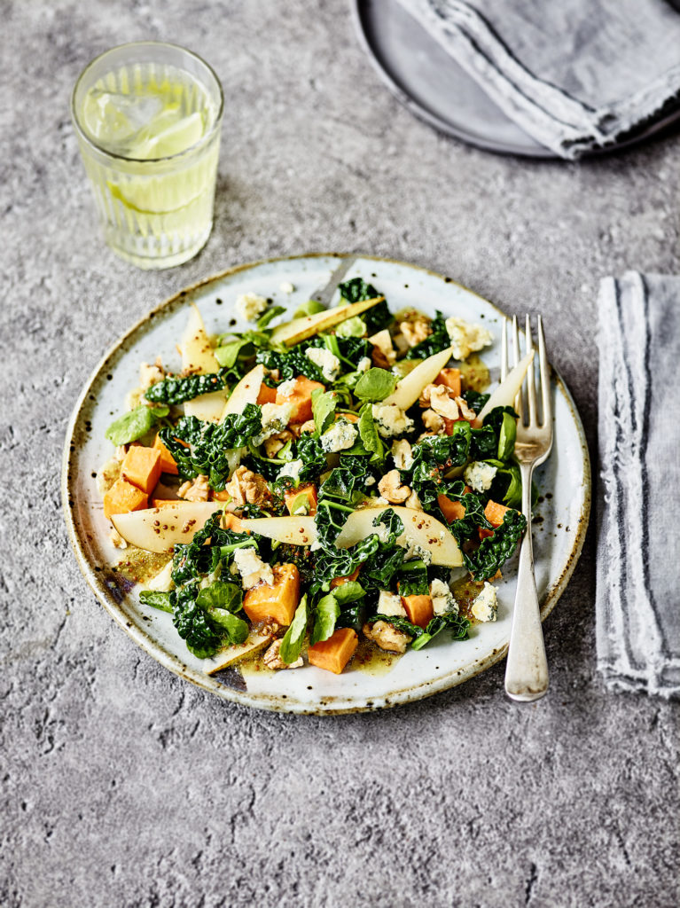 Cavolo Nero Salad with Sweet Potato, Pear, Walnut & Blue Cheese