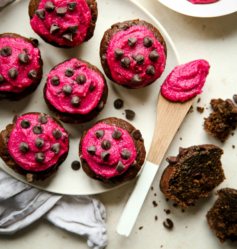 Pink Beet & Chocolate Muffins