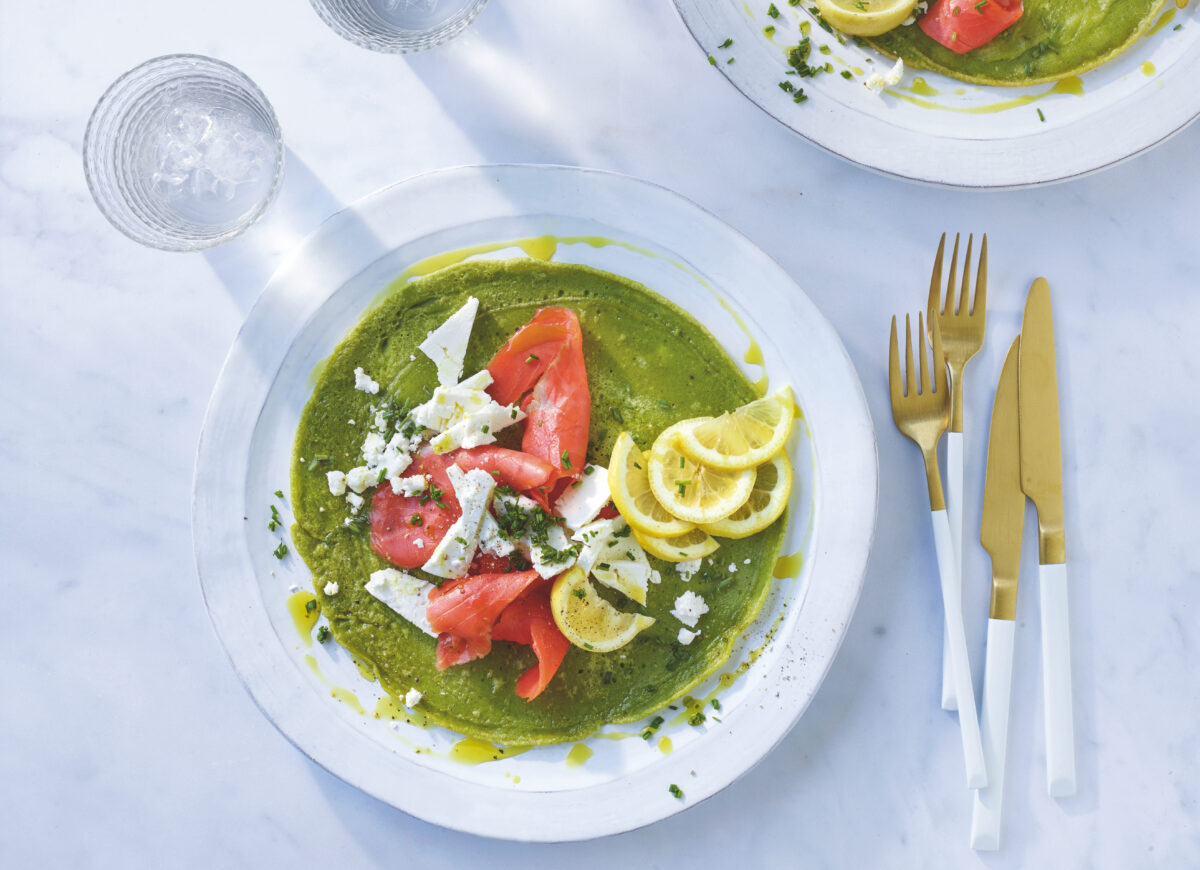 Chickpea, Spinach & Smoked Salmon Pancakes