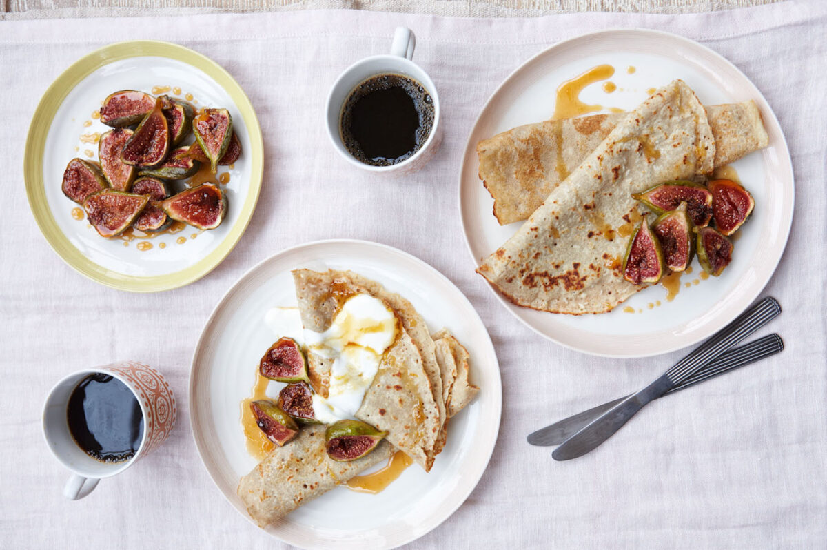 Buckwheat Crêpes With Coconut & Baked Figs