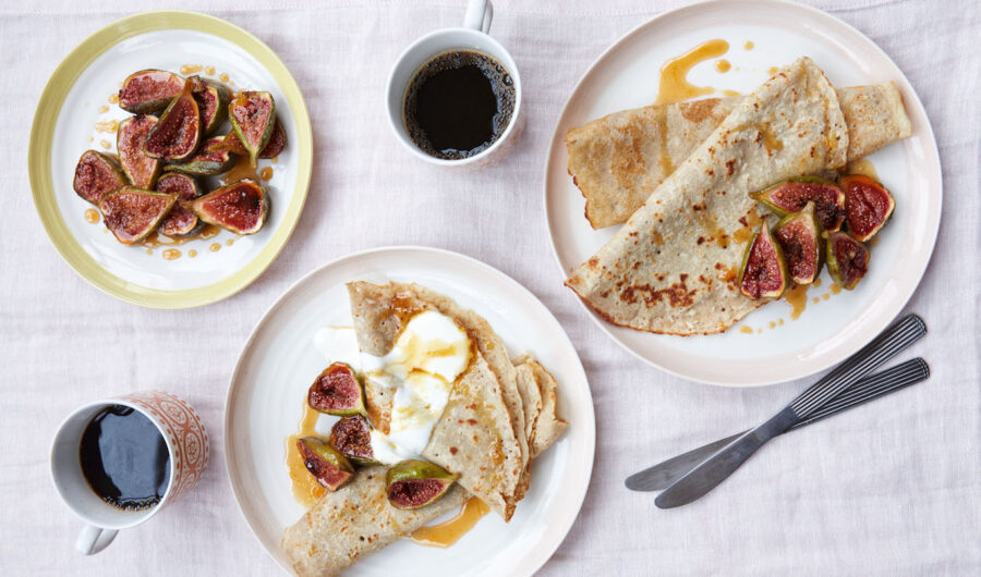 Buckwheat Crêpes With Coconut & Baked Figs