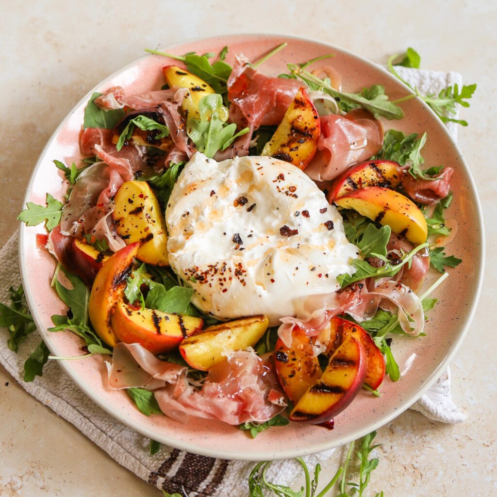 Summer Grilled Peach & Burrata Salad