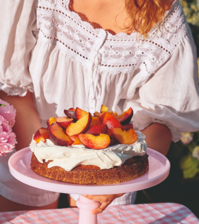 Meredith Hayden's Olive Oil Cake with Peaches & Cream